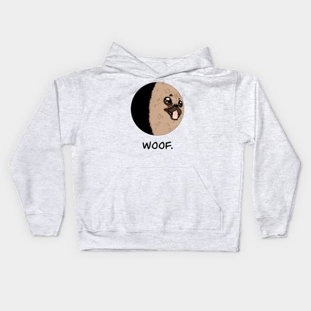 Pug in the Moon Kids Hoodie by ra7ar